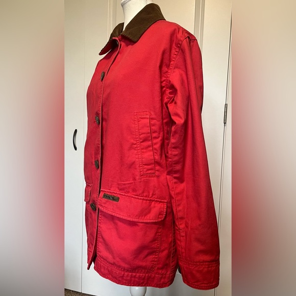 Vintage Gander Mountain Chore Field Barn Red Canvas Coat Jacket Women S corduroy - Picture 2 of 16